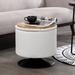 17 Stories Pazmora Vanity Stool Faux Leather/Wood/Upholstered/Leather in Gray/White | 16.5 H x 16.5 W x 16.5 D in | Wayfair