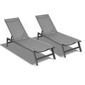 HBI home Outdoor 2-Pcs Set Chaise Lounge Chairs, Five-Position Adjustable Aluminum Recliner WJE-W41934990 Metal in Gray | Wayfair