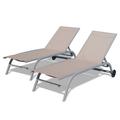 HBI home Chaise Lounge Outdoor, Lounge Chairs w/ Wheels, Outdoor Lounge Chairs w/ 5 Adjustable Position WJE-W1859109844 in Brown | Wayfair