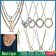 Original Logo Women's Necklace Pav é Dense Set Two tone Stacked Studded Necklace% 925 Sterling