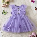 Robe de princesse à manches volantes en maille papillon pour filles robes à la mode pour filles