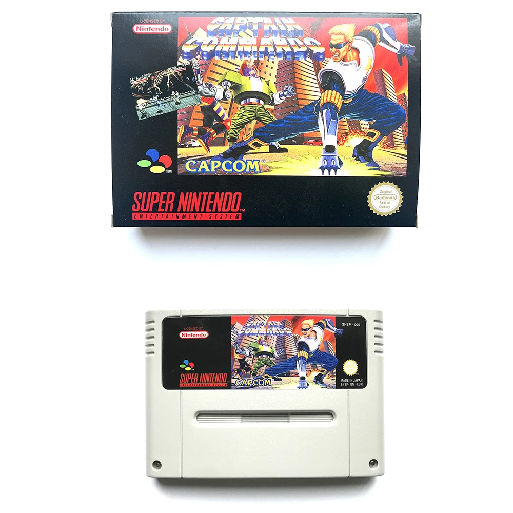 Cartouche de jeu pal 16 bits pour jeu vidéo de console Captain Commando snes pal