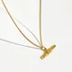 Peri'sBox Minimalist Stainless Steel Toggle Pendant Necklace For Women Daily Dainty Thin Link Chain