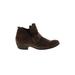 Paul Green Ankle Boots: Slip-on Chunky Heel Bohemian Brown Print Shoes - Women's Size 6 - Round Toe