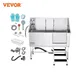 VEVOR 62" Pet Dog Bathing Station Stainless Steel Dog Grooming Tub with Stairs Faucet Accessory