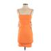 Zara Casual Dress - Bodycon Square Sleeveless: Orange Solid Dresses - Women's Size Small