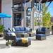 Red Barrel Studio® Remus 12 Piece Rattan Sectional Seating Group w/ Cushions Synthetic Wicker/All - Weather Wicker/Wicker/Rattan in Blue | Outdoor Furniture | Wayfair