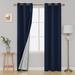 Eider & Ivory™ Decorative Blackout Curtains Room Darkening Grommet Top Curtains Panels w/ Coated Silver Back in Green/Blue/Navy | Wayfair