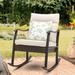 Mercury Row® Outdoor Portsmouth Rocking Metal Chair w/ Cushions in Pink/White | 37 H x 25 W x 36.2 D in | Wayfair B867AF278A974A5A80E4C0FB8D0E9DF7