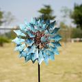 Arlmont & Co. Adlin Blue Metal Rotator Outdoor Wind Spinner Garden Stake Metal | 48 H x 12.5 W x 4 D in | Wayfair 61626AD0951F4D609A6EB437EE1ED2A9