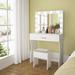 Latitude Run® 31.5" Makeup Vanity Set w/ Lighted Mirror & Stool Wood in White | 55.11 H x 31.49 W x 15.74 D in | Wayfair