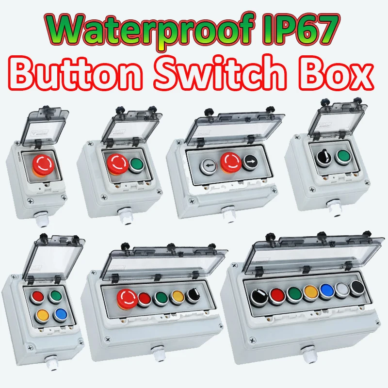 ABS Kunststoff IP67 Wasserdicht Taste Junction Box Notfall Stop Selbst Recovery Switch Control Box Transparent Schutzhülle Image