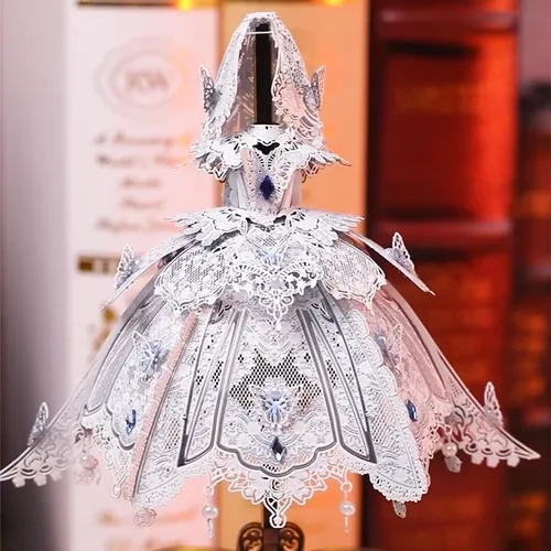 Neue DIY 3d Metall Puzzle weiß Hochzeits kleid Modellbau Kits Montage Tanz kleid Puzzles für Mädchen