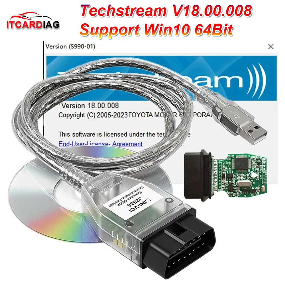 Techstream V18.00.008 MINI VCI Für TOYOTA TIS Mini vci FTDI FT232RL Chip J2534 OBD2 Autodiagnosekabel Bis 2023 Februar Jahre Image