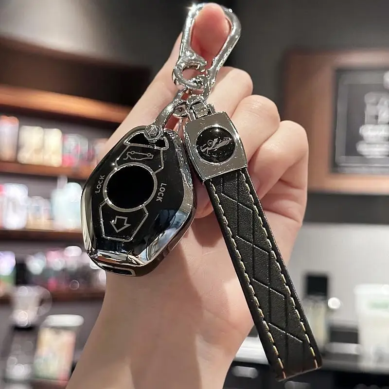 Autoschlüsselanhänger-Hülle mit PU-Leder-Schlüsselanhänger für BMW 3 5 7er M3 M5 M6 X3 X5 Z3 Z4 Z8 E-Serie E38 E39 E46 Z3/Z4 E83 E53 Image