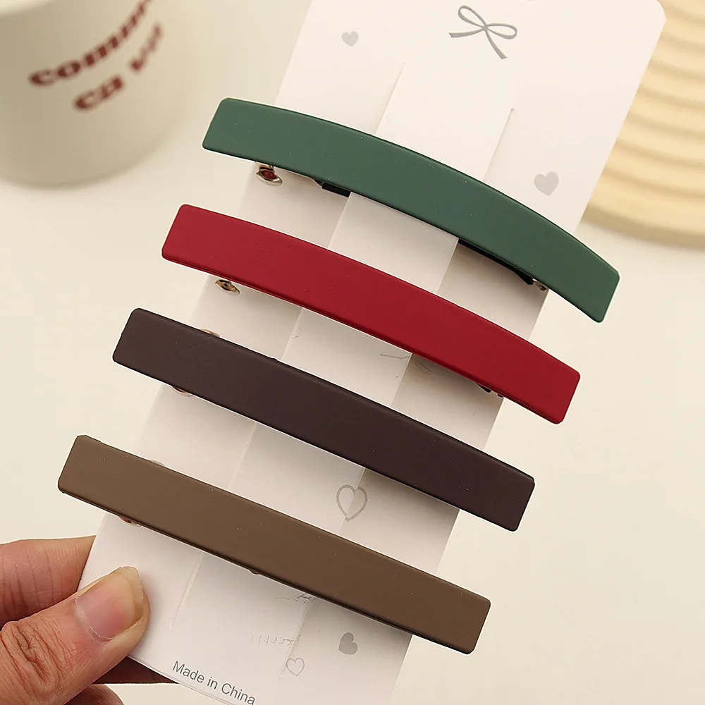 Korean Fashion Matt Kunststoff Haar Clips Dünne Arc-förmigen Barrettes Einfache Feste Farbe Haarnadeln Frauen Elegante Bobby Pins Headwear Image