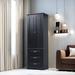 Red Barrel Studio® 70" Tall 3-Drawer Storage Cabinet for Bathroom, Living Room, Bedroom, Metal in Black | 70 H x 24 W x 15.7 D in | Wayfair