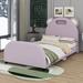 Red Barrel Studio® Platform Bed w/ Bear-Shaped Headboard & Embedded Upholstered/Velvet in Pink | 38.9 H x 41 W x 80.5 D in | Wayfair