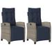 Vidaxl Reclining Patio Chairs 2 Pcs w/ Footrest Poly Rattan Wicker/Rattan in Gray | 36.6 H x 22.4 W x 26 D in | Wayfair 365247