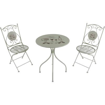 M me Bistroset 3-teilig mit Mosaik Design Weincreme, romantischer Stil Bistrotisch mit 2 Stühlen