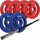 ScSPORTS® Langhantel Set Neopren - 20 kg, Gewichte 4x2/2x5kg, 30mm, Gusseisen, Langhantelstange