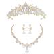 Children's Crown Necklace Ear Clip Three Piece Set for Walk Show Performance Dress Accessories Birthday Gift Little Princess Headpiece