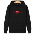 Couple's Hoodie Sweatshirt Pullover Heart Valentine's Day Casual Sports Print Drawstring Front Pocket Black White Red Active Sportswear Hooded Long Sleeve Top Micro-elastic Spring Fall