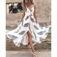 Women's White Dress Feather Eyelet Strap Maxi Dress Elegant Hawaiian Vacation Sleeveless Summer