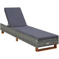 Vidaxl - Lettino Prendisole con Cuscino in Polyrattan Grigio