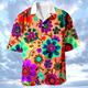 Blumenmuster Urlaub Modisch Hawaiianisch Herren Hemd Hawaiihemd Sommerhemd Grafik-Shirt Outdoor Strasse Normal Sommer Frühling Kubanisches Halsband Gelb Orange Grün S M L Hemd