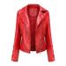 JDEFEG Jackets with Hood For Women Ladies Punk Style Solid Zipper Lace-Up Long Sleeve Snap Pocket Jacket Short Coat Petite Winter Coats For Women Polyester Red M