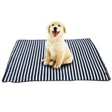 Double Side Plush Soft Comfortable Warm Double Side Pet Blanket Sleeping Bed Mat Pad Cushion Supplies for Cats Small DogsBlue Stripe L