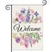 Spring Decor Garden Flag 12.5x18 Inches Floral Leaves Welcome Flag Vertical Double Sided Outdoor Spring Decoration Farmhouse Small Flag for Yard Lawn Home Decor (12.5 x18 )