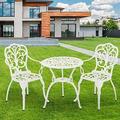 YFENGBO Patio Bistro Set 3 Piece Outdoor Bistro Set Cast Aluminum Bistro Table and Chairs Set of 2 with Umbrella Hole Rust-Resistant Garden Table and Chairs Bronze