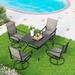 5 Pieces Patio Dining Set Outdoor Furniture Set with 37 Square Black Metal Table and 4 Padded Textilene Fabric Swivel High Back Chairs for Garden Poolside Backyard Porch