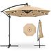 Best Choice Products 10ft Solar LED Offset Hanging Outdoor Market Patio Umbrella w/ Adjustable Tilt - Sand