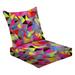 2-Piece Deep Seating Cushion Set Seamless colorful abstract retro Outdoor Chair Solid Rectangle Patio Cushion Set