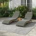 Hays Acacia Chaise Lounge Set with Cushions and Table - Gray