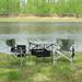 HQZX Set of 3 Folding Outdoor Table and Chairs Set for Outdoor Camping Picnics Patio Black/Green