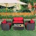 Kinsunny 4 PCs Outdoor Rattan Patio Furniture Set - Wicker Conversation Set with Coffee Table Furniture Sectional Set for Garden Lawn Backyard