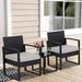 LayinSun 3 Pieces Patio Set Outdoor Wicker Conversation Bistro Set PE Rattan Chairs with Coffee Table for Porch Lawn Garden Backyard (Grey)