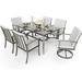 durable 7 Piece Patio Swivel Dining Set Aluminum Outdoor Dining Set Aluminum Dining Table and Chairs Set Patio Dining Furniture with Aluminum Table Chairs and Washable Cushions (Gray)