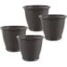 Dayup 18 Inch Plastic Wicker Decorative Garden Flower Planter Planting Pots for Garden Backyard Indoor and Outdoor Use Brown (4 Pack)