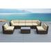 Ohana 7-Piece Outdoor Patio Furniture Sectional Conversation Set Mixed Brown Wicker with Beige Cushions - No Assembly with Free Patio Cover