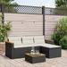 vidaXL 3 Piece Patio Sofa Set with Cushions Black Poly Rattan