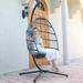 LEYCAY Egg Chair With Stand PE Wicker Hanging Outdoor Egg Chair with Metal Frame Light Gray