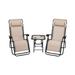Topcobe 3 Pieces Folding Portable Zero Gravity Reclining Lounge Chairs Table Set Wicker Patio Furniture