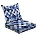 2-Piece Deep Seating Cushion Set Tiles consisting blue dark blue rhombs seamless pattern Outdoor Chair Solid Rectangle Patio Cushion Set