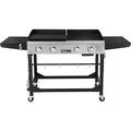 KEERDAO GD401 Portable Propane Gas Grill and Griddle Combo with Side Table | 4-Burner Folding Legs Versatile Outdoor | Black