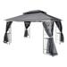 13x10 Outdoor Patio Gazebo Canopy Tent With Ventilated Double Roof And Mosquito Net Gray Top